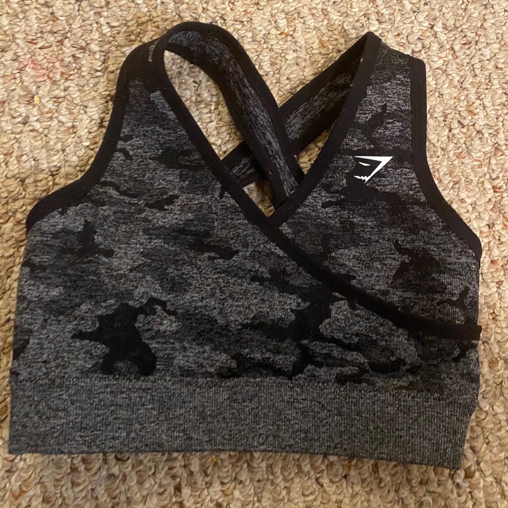 Gymshark black camo bra